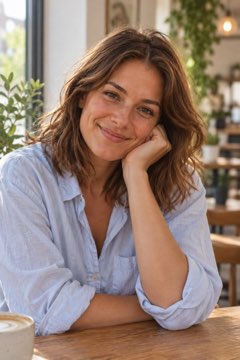 The same woman at a café