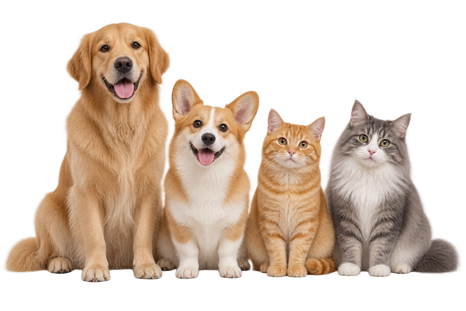 Two dogs and two cats